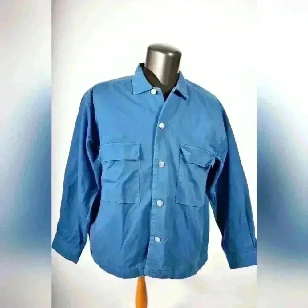 FW20 OBEY Aqua Deep Blue Boxy Fit Cotton Twill Jean Wilson Denim Jacket Medium
